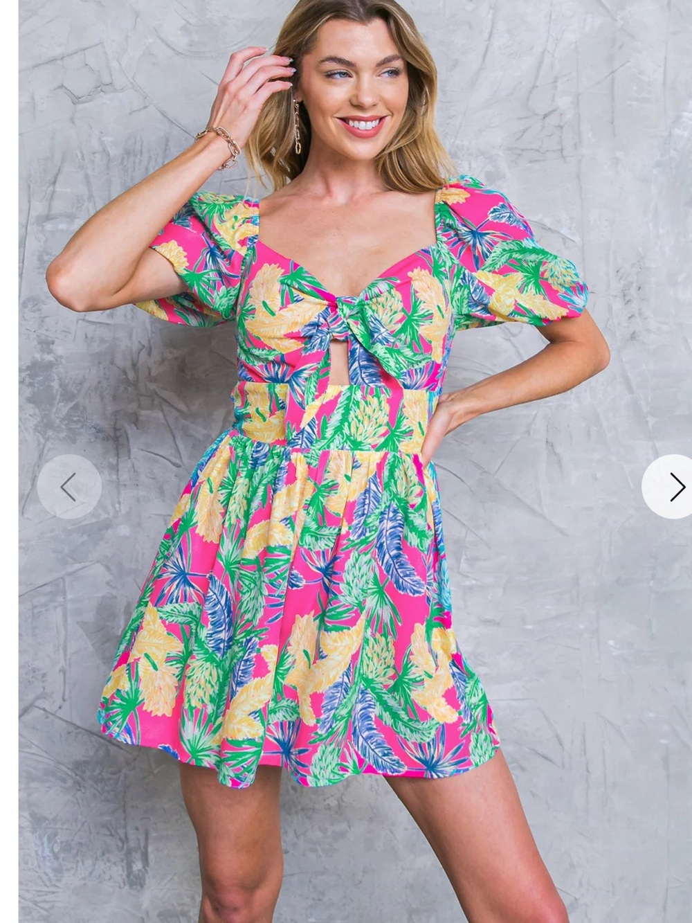Flying Tomato Tropical Pink & Yellow Mini Dress